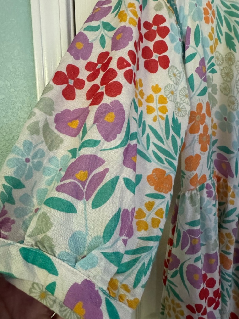 Gudrun Sjoden Floral Linen Blend Dress in White with Multicolor Flowers - Picture 4 of 6